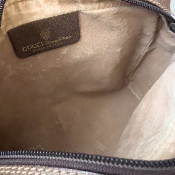 Vintage Gucci Bag Toiletry Clutch Brown GG Logo Tan Zip 80's - Picture 8 of 13